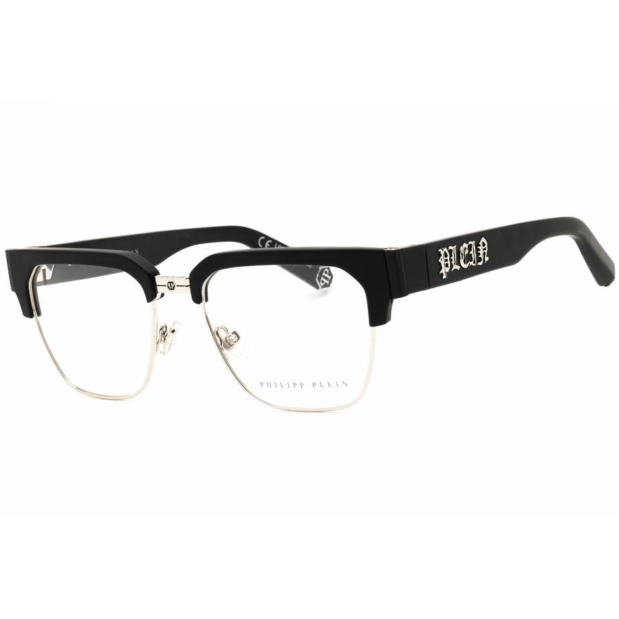 Philipp Plein Men's Silver Tone Rectangular Eyeglass Frames Vpp113m