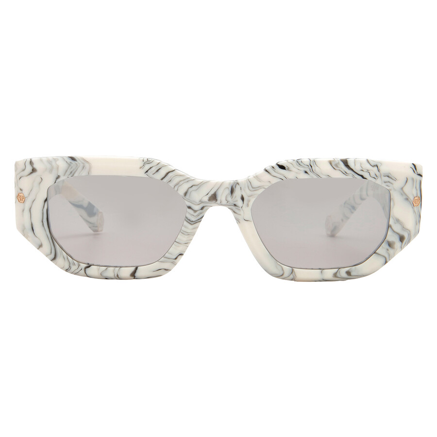 Philipp Plein Silver Mirror Rectangular Ladies Sunglasses Spp066m 09yl 51