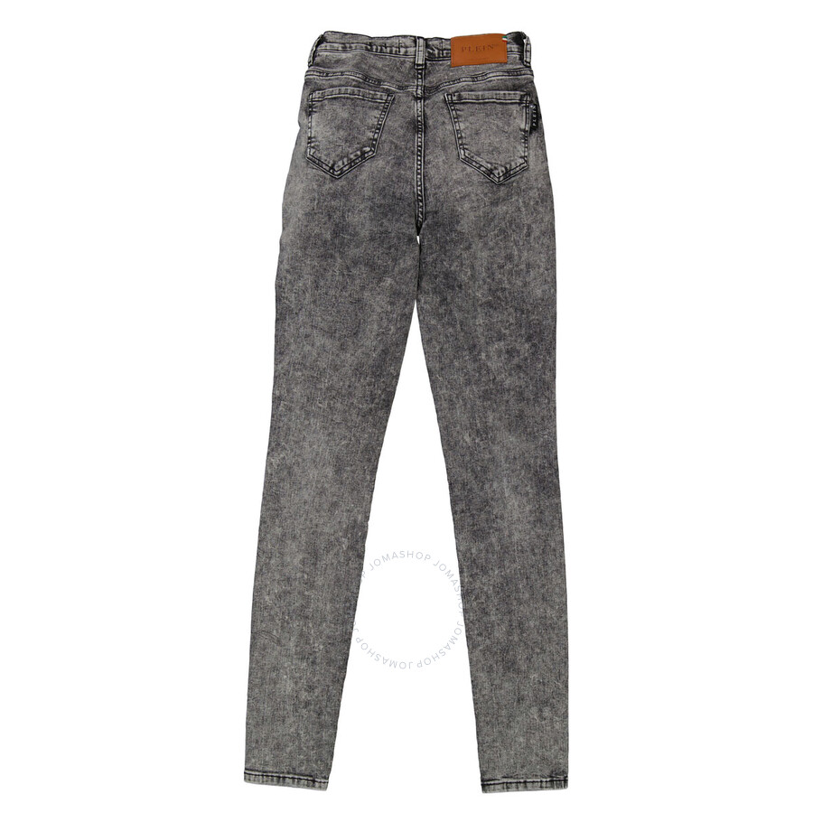 Philipp Plein Storm Grey High-waist Cotton Jeggings In Gray