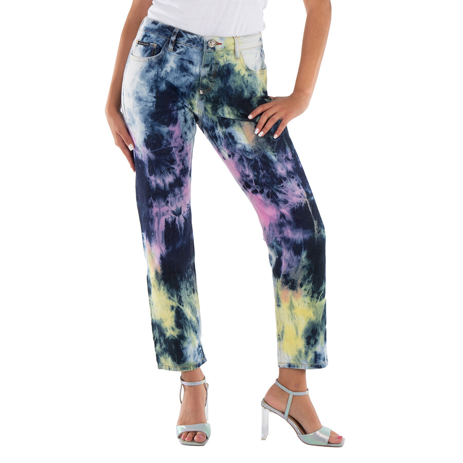 Tie Dye Bleached Boyfriend Denim Jeans