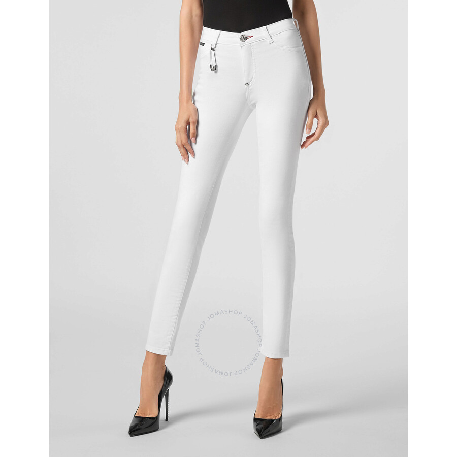 Philipp Plein Super High Waist Jeggings In White