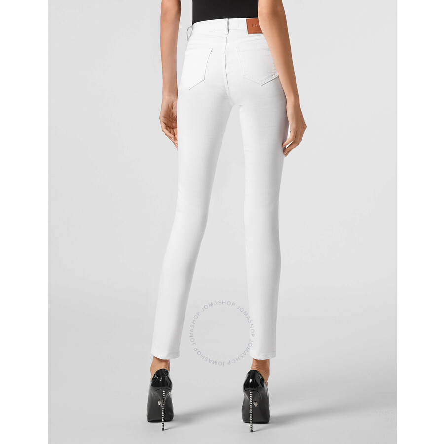 Philipp Plein Super High Waist Jeggings In White