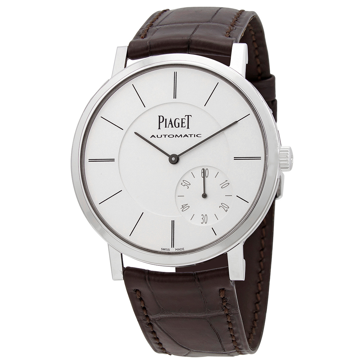 Piaget Altiplano Automatic Silver Dial Brown Leather Men's Watch G0A35130