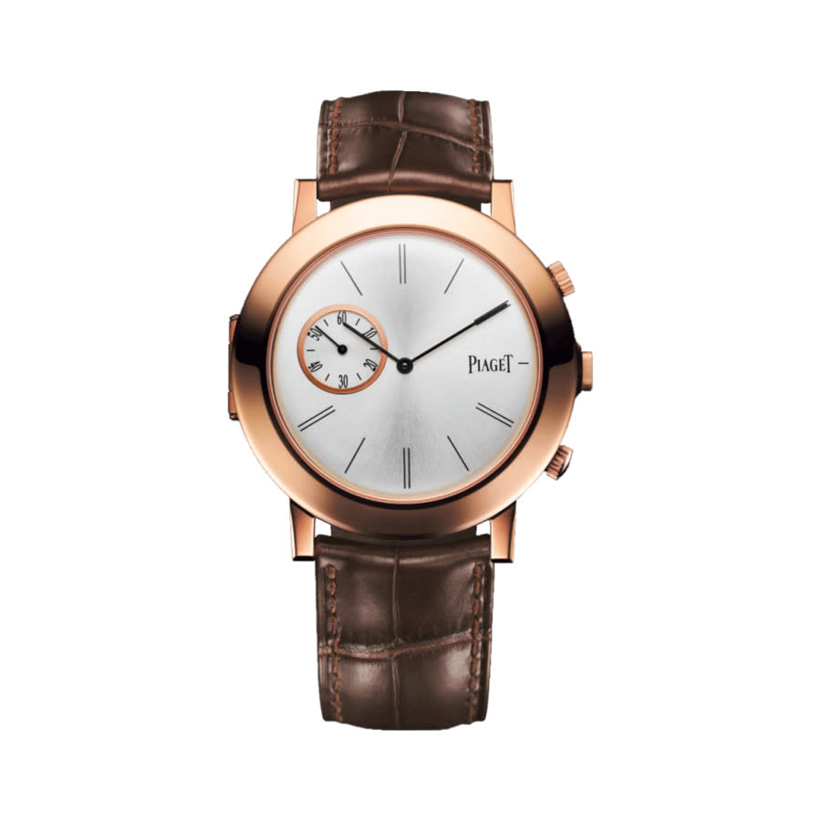 Piaget Altiplano Double Jeu Mechanical Silver Dial Leather Men's Watch GOA35153