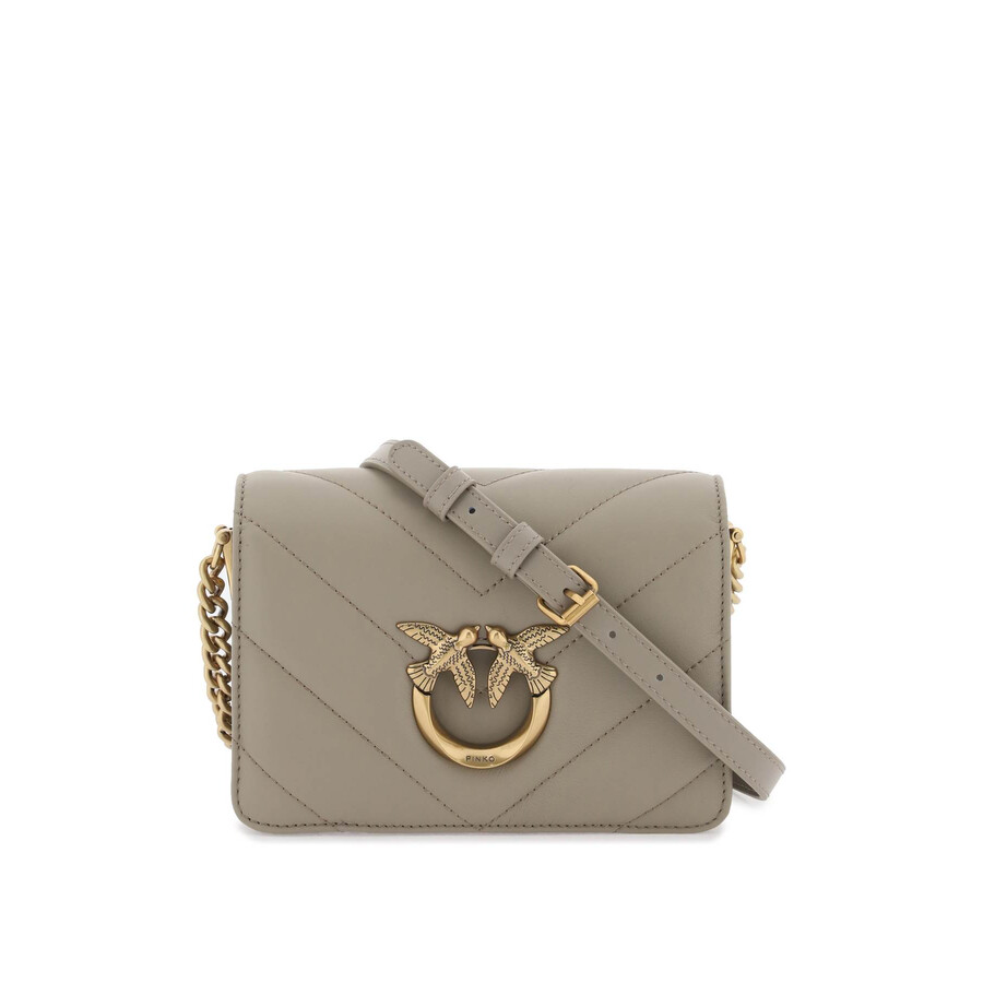 Pinko Click Mini Love Bag In Gray