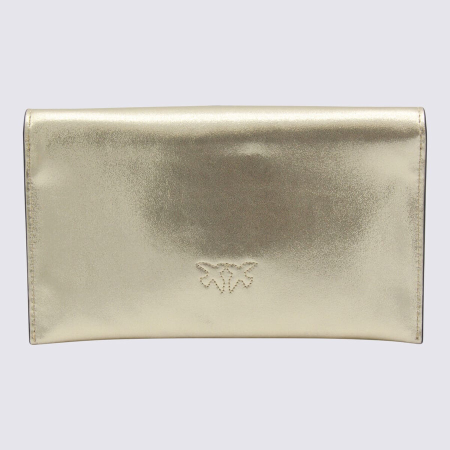 Pinko Gold Tone Leather Crossbody Bag In Neutral