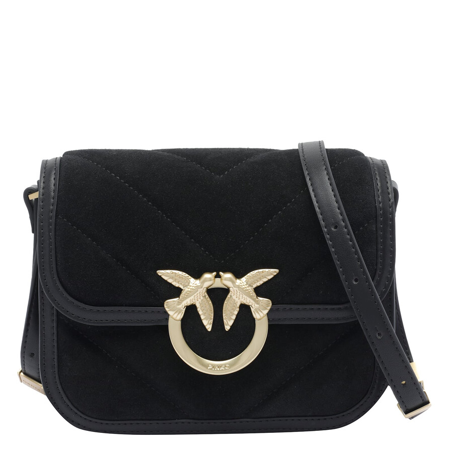 Pinko Suede Mini Love Bag Box Shoulder Bag In Black