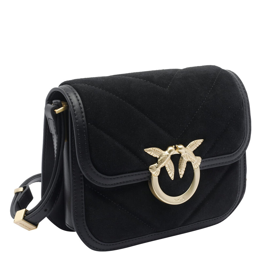 Pinko Suede Mini Love Bag Box Shoulder Bag In Black