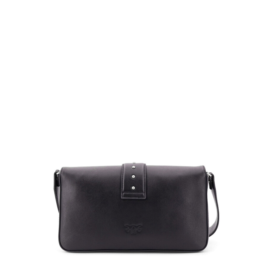 Pinko Edium Classic Love Slouchy Leather Bag In Black