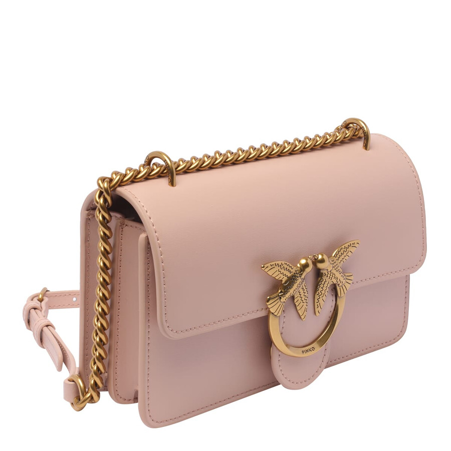 Pinko Light Beige Love One Mini Shoulder Bag In Pink