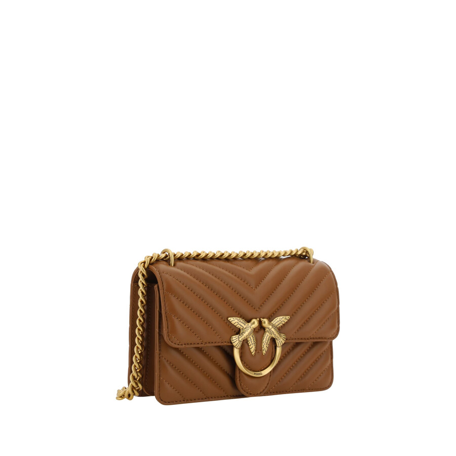 Pinko Love One Mini Shoulder Bag In Gold