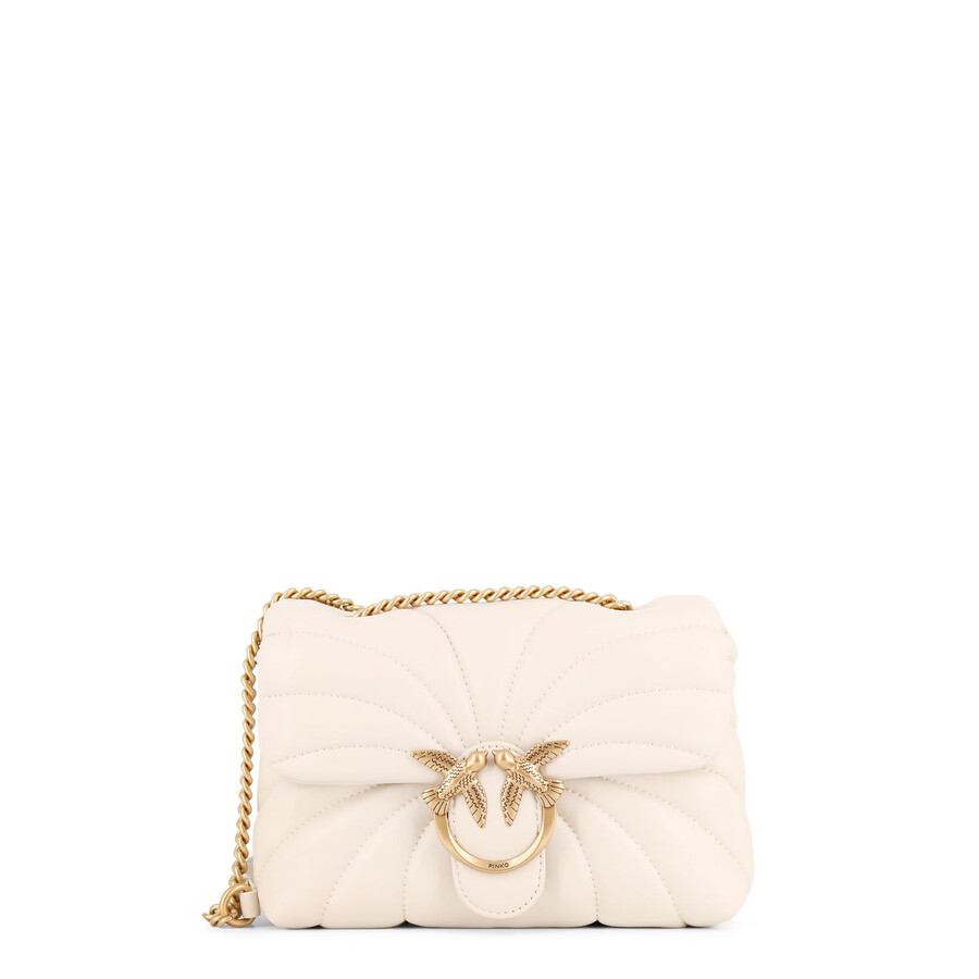 Pinko Love Puff Chain Linked Mini Crossbody Bag In White
