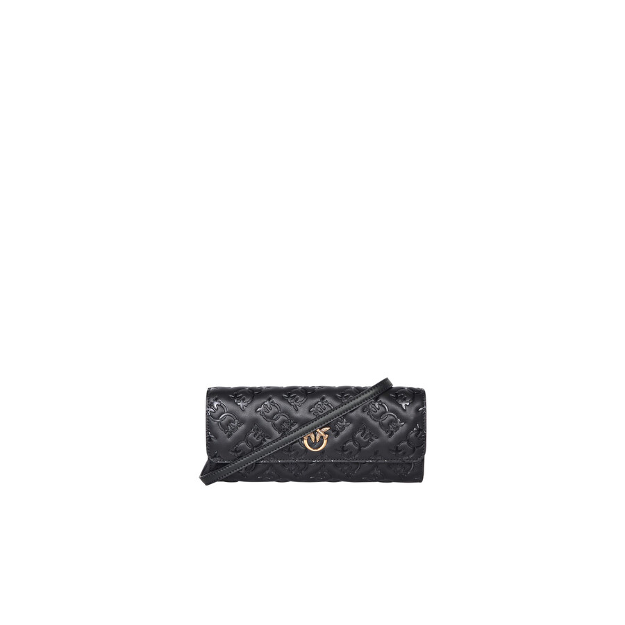 Pinko Love Tiny Birds Imprime Black Gold Wallet In Multi