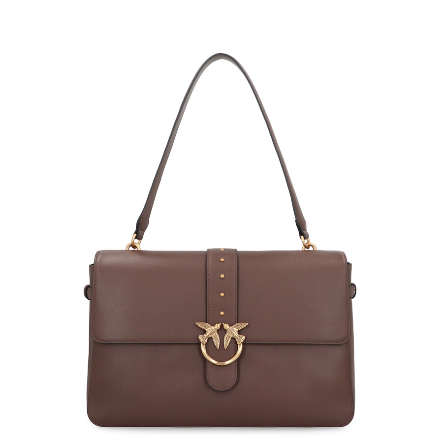 Pinko Maxi Love Bag Slouchy Shoulder Bag In Leather In Brown