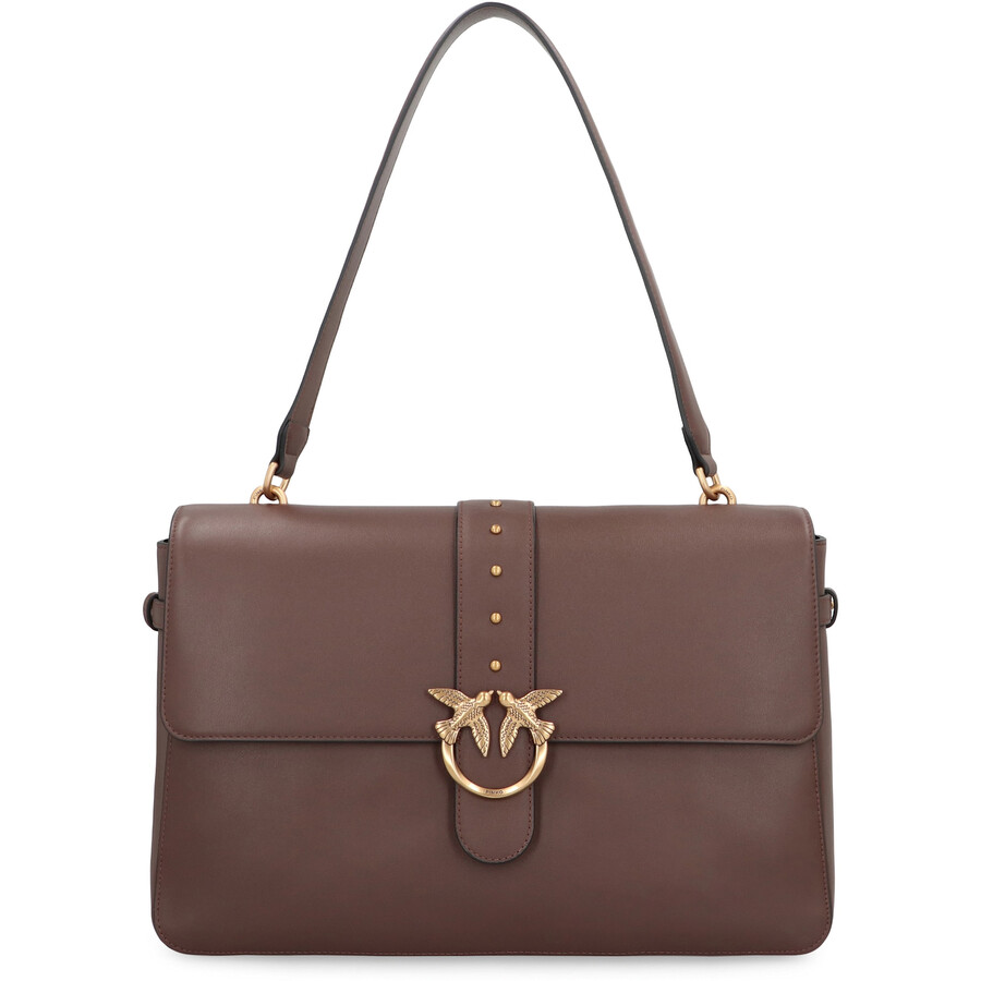 Pinko Maxi Love Bag Slouchy Shoulder Bag In Leather In Brown