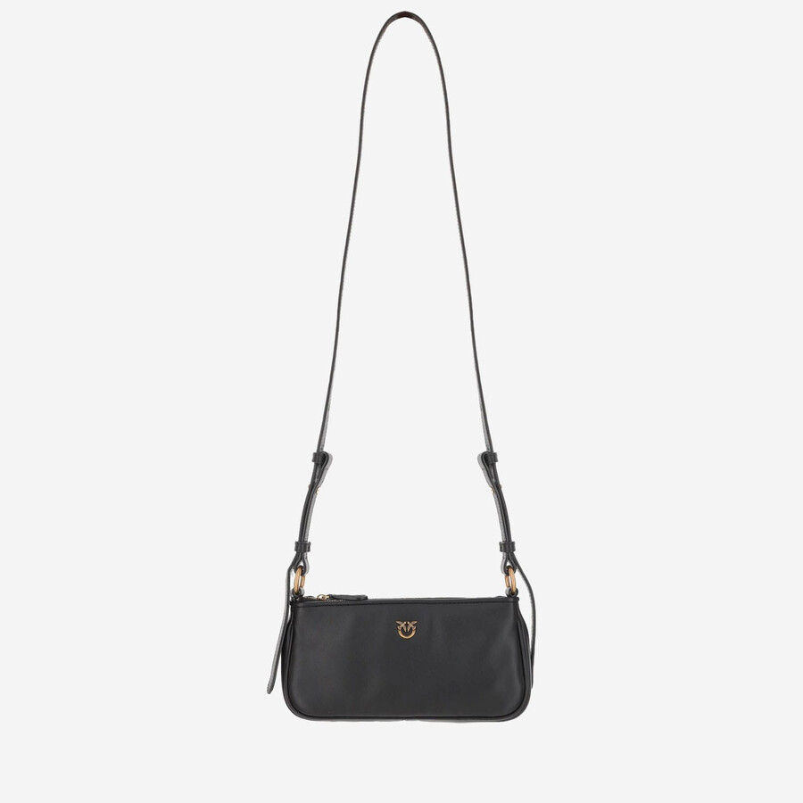 Pinko Leather Mini Baguette Bag In Black