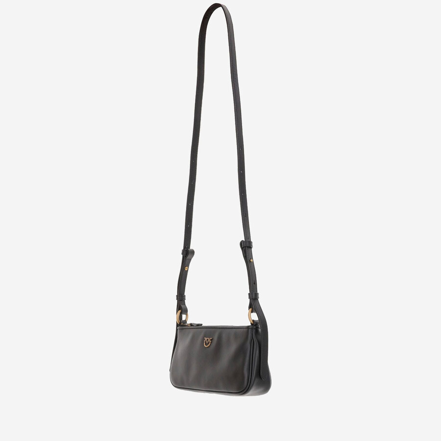 Pinko Leather Mini Baguette Bag In Black