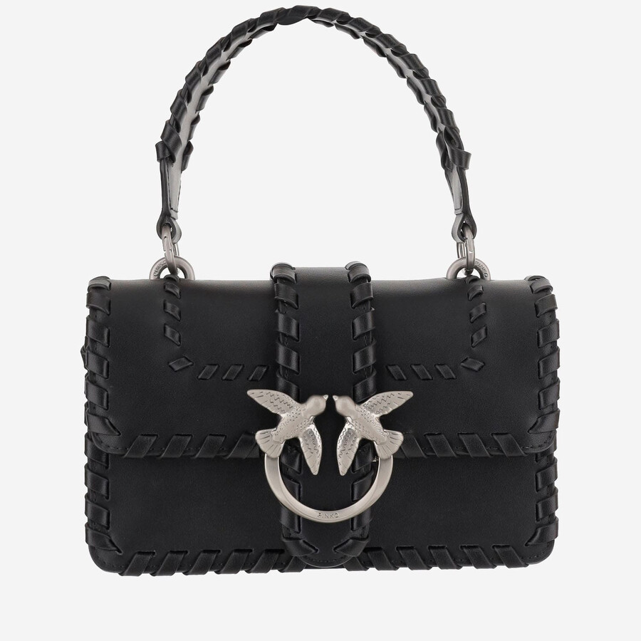 Pinko Mini Love Leather Handbag In Black