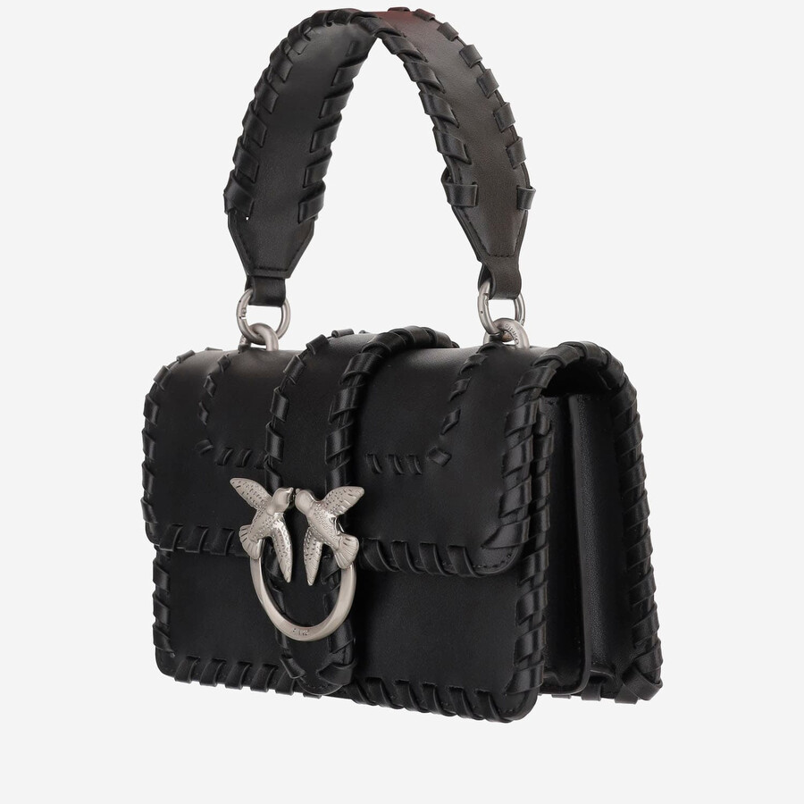 Pinko Mini Love Leather Handbag In Black