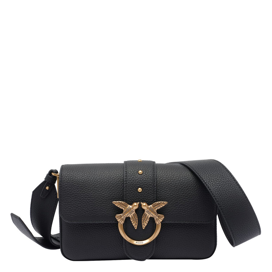 Pinko Mini Love One Slouchy Shoulder Bag In Black