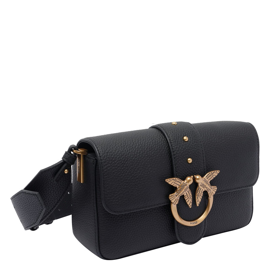 Pinko Mini Love One Slouchy Shoulder Bag In Black