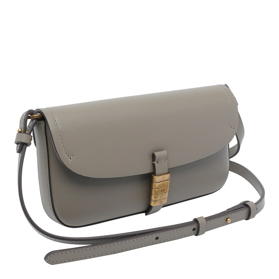 Pinko Saddle Shoulder Bag In Gray