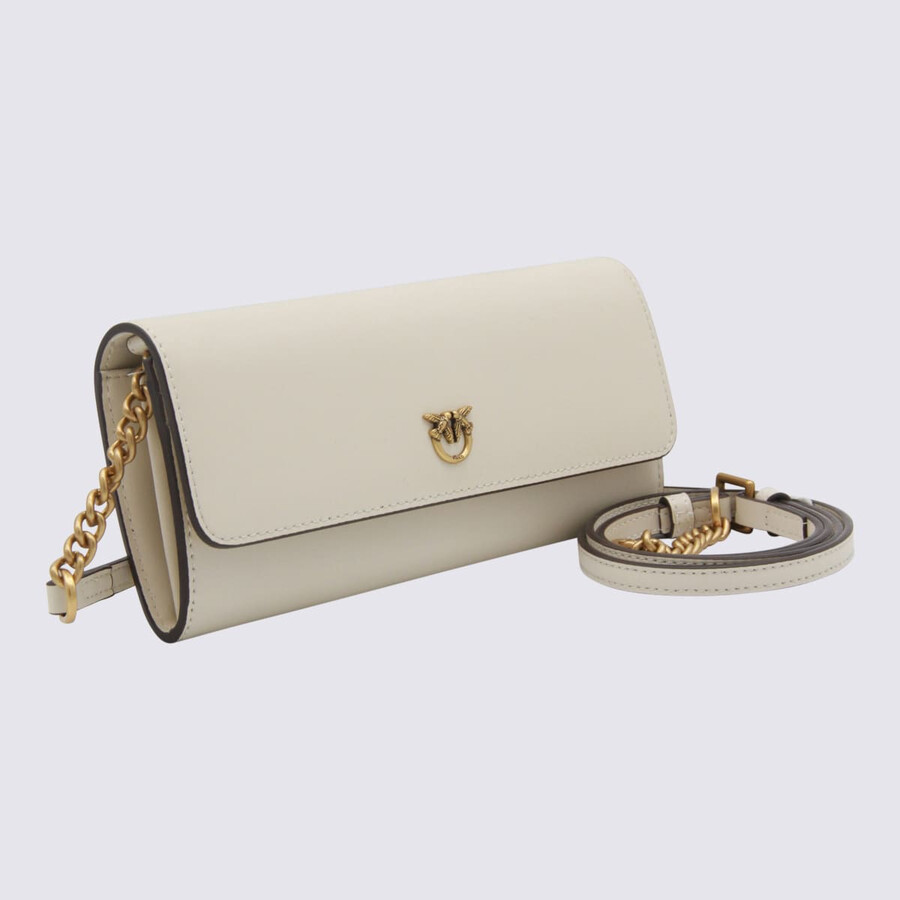 Pinko White Leather Crossbody Bag In White