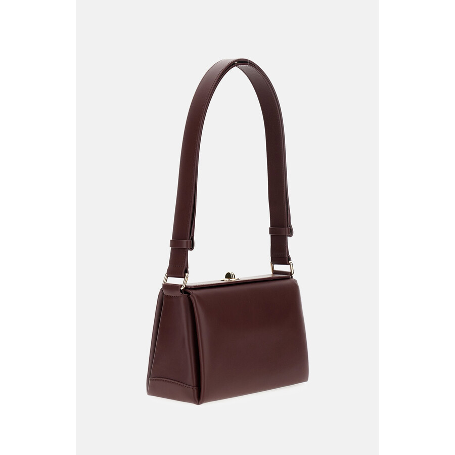 Plan C Maroon Leather Small Shoulder Bag In Red