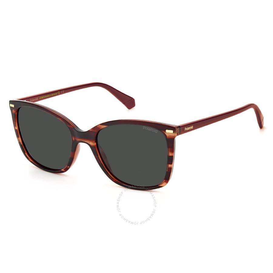 Polaroid Grey Square Ladies Sunglasses Pld 4108/s 00uc/m9 55 In Red / Grey