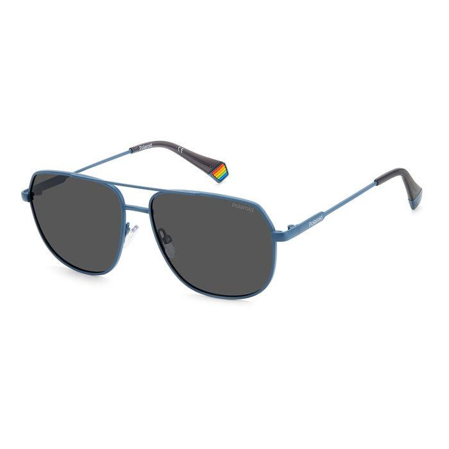 Polaroid Polarized Grey Pilot Unisex Sunglasses Pld 6195/s/x 0fll/m9 58 In Blue