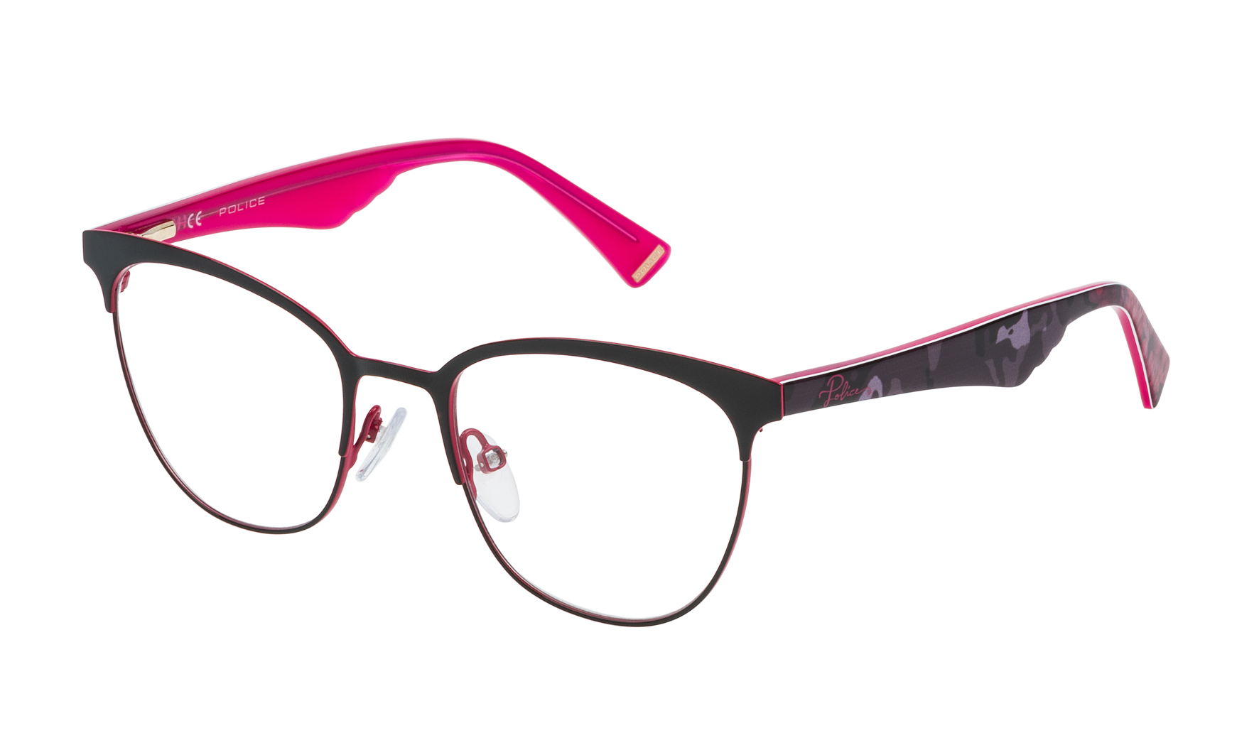 Police Ladies Shiny Black W/colored Parts Rectangular Eyeglass Frames Vpl417510sa1