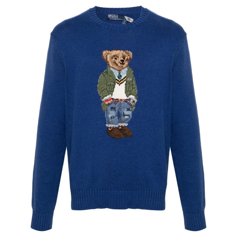 Bear Intarsia-Knit Cotton Jumper