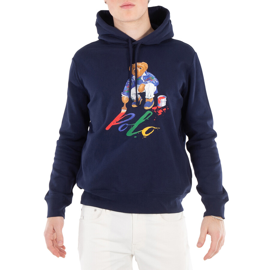 Bear Motif Ribbed-Hem Hoodie