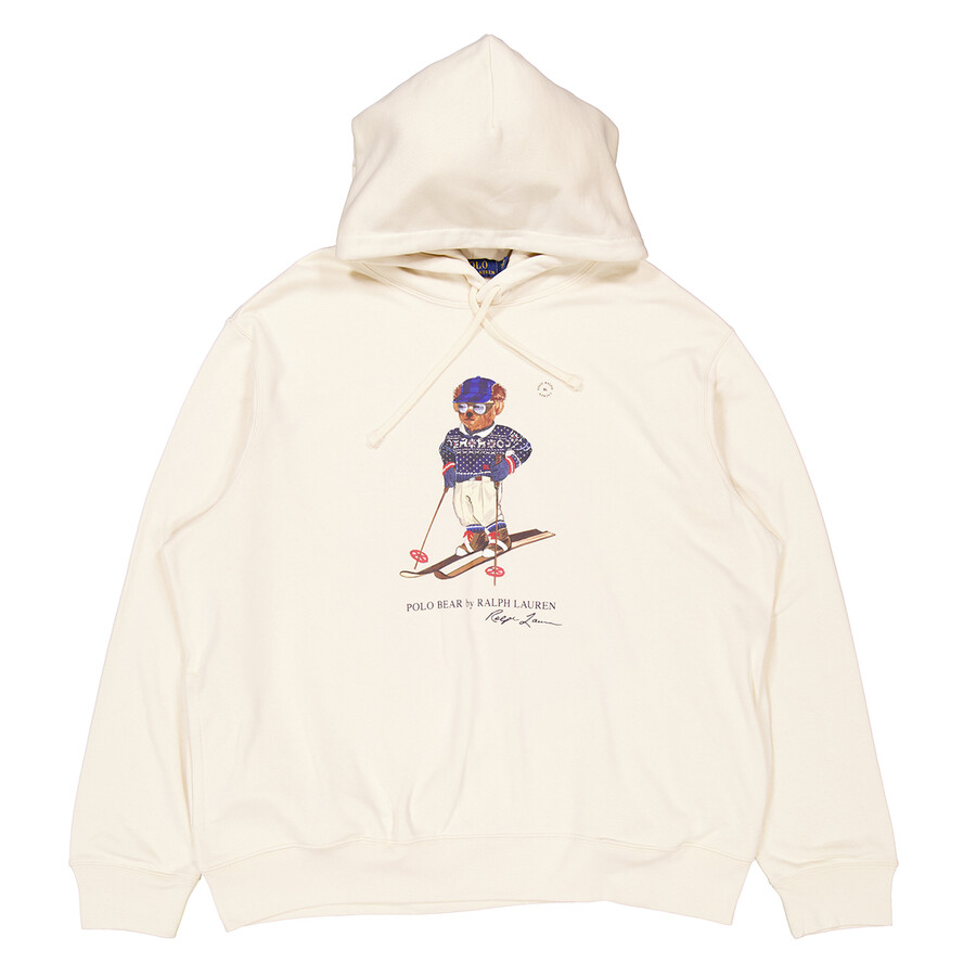 Bear Motif Ribbed-Hem Hoodie