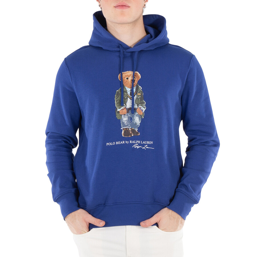 Bear Motif Ribbed-Hem Hoodie