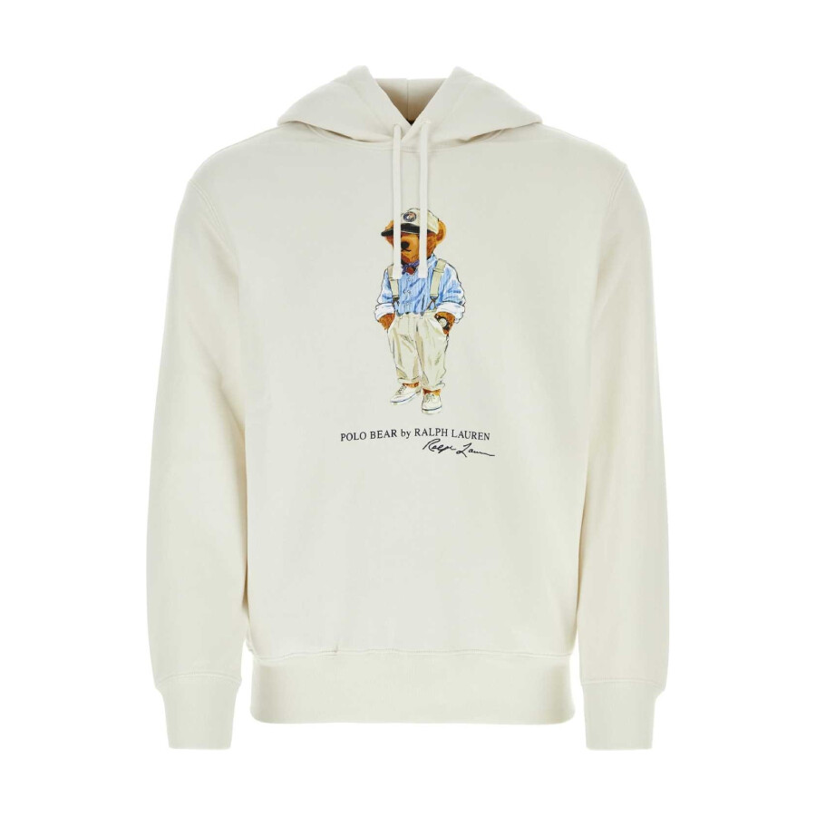 Bear Motif Ribbed-Hem Hoodie
