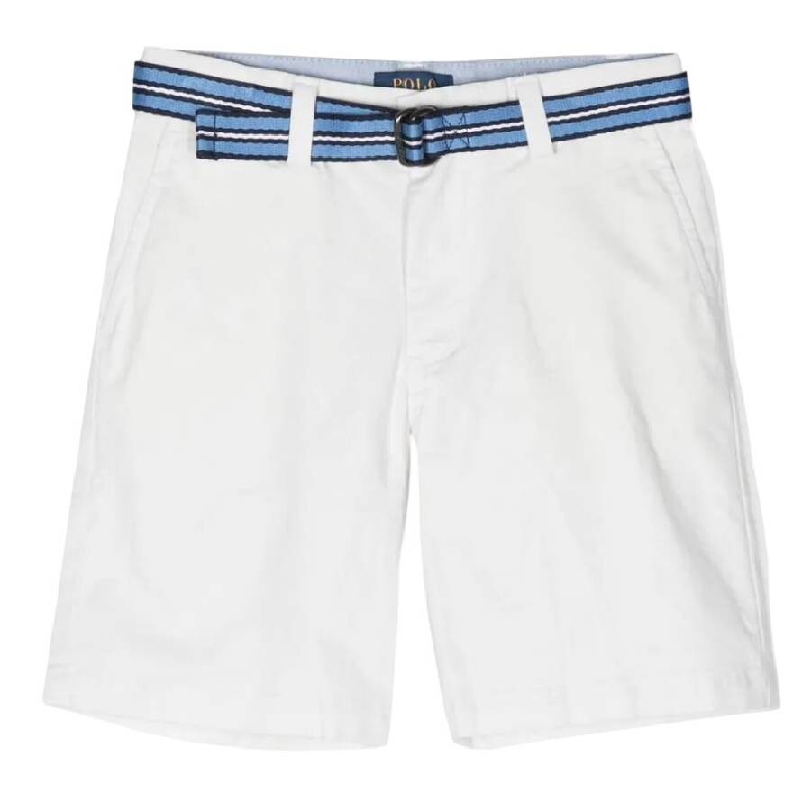 Boys Embroidered Logo Belted Cotton Shorts