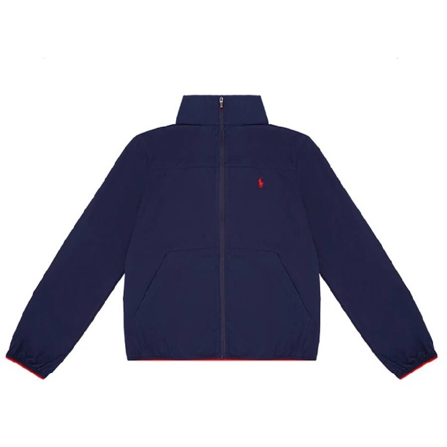 Boys Embroidered Logo Hooded Jacket, Size Small