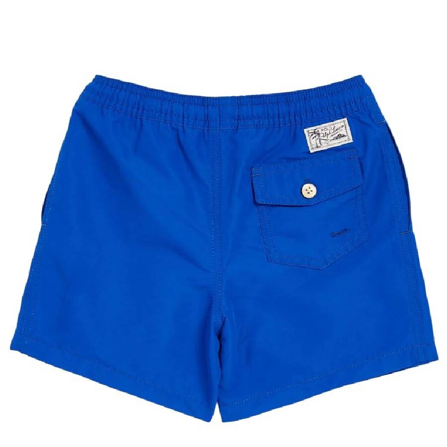 Polo Ralph Lauren Boys Signature Bear Motif Swim Shorts In Blue