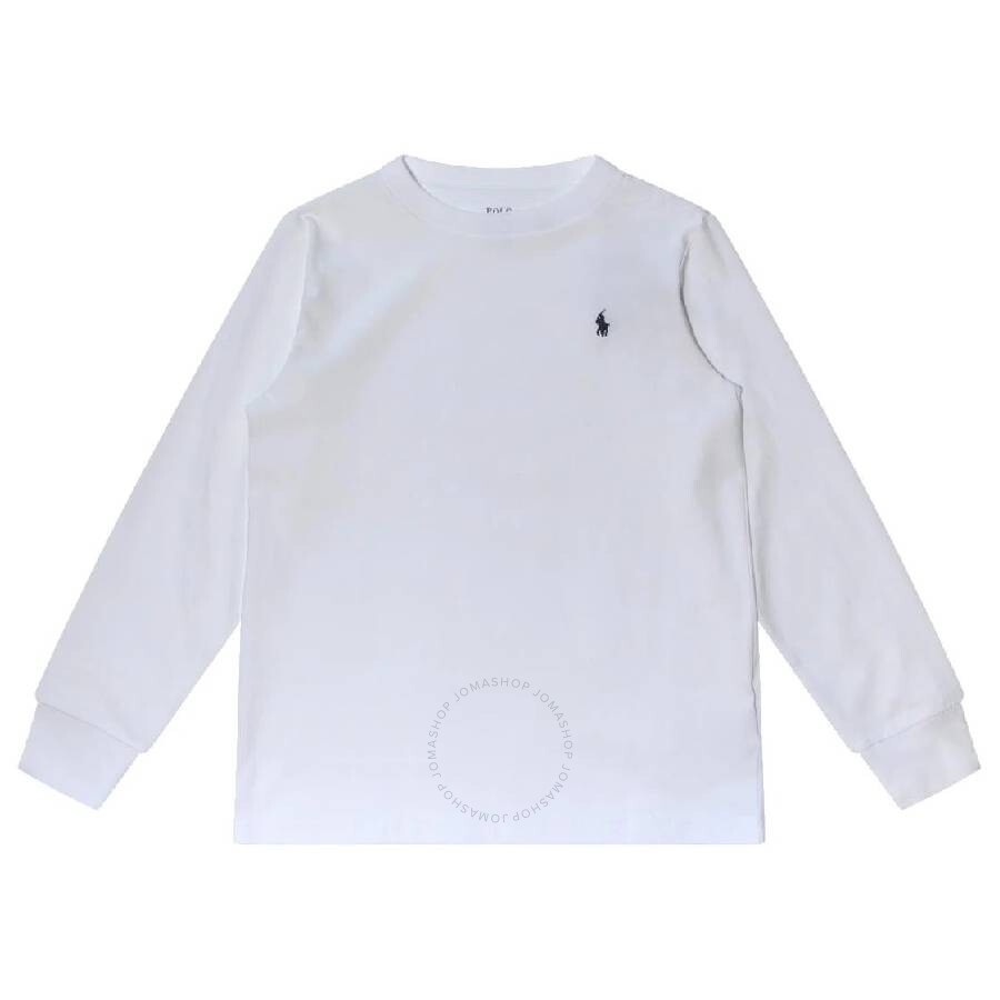 Polo Ralph Lauren Boys Signature Pony Long Sleeve T-shirt In White