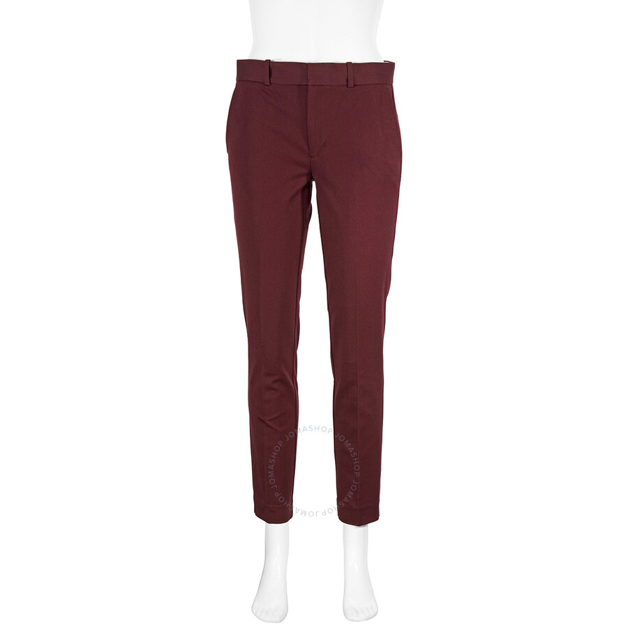 Polo Ralph Lauren Burgandy Mid-rise Tapered-leg Trousers In Burgandy