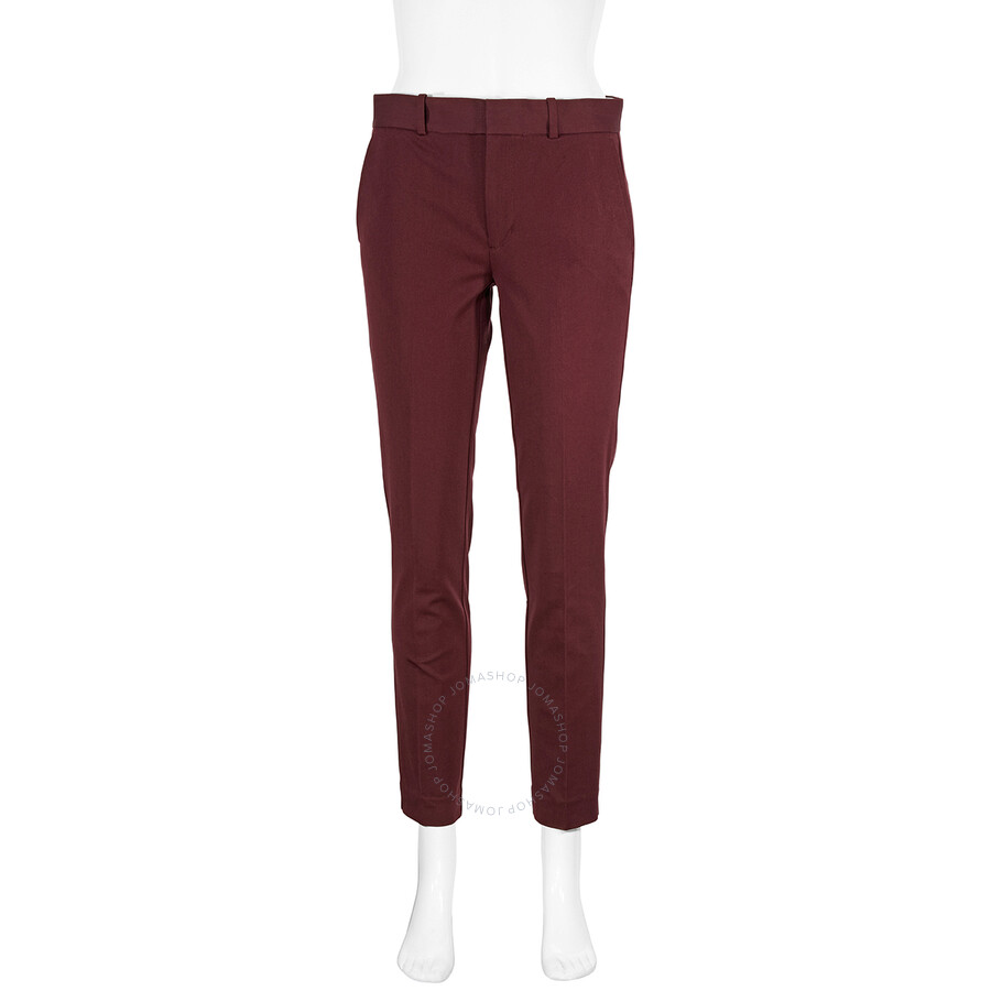 Shop Polo Ralph Lauren Burgandy Mid-rise Tapered-leg Trousers