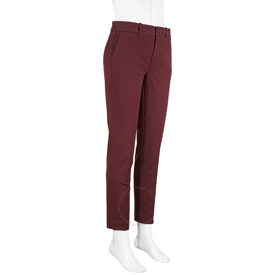 Shop Polo Ralph Lauren Burgandy Mid-rise Tapered-leg Trousers