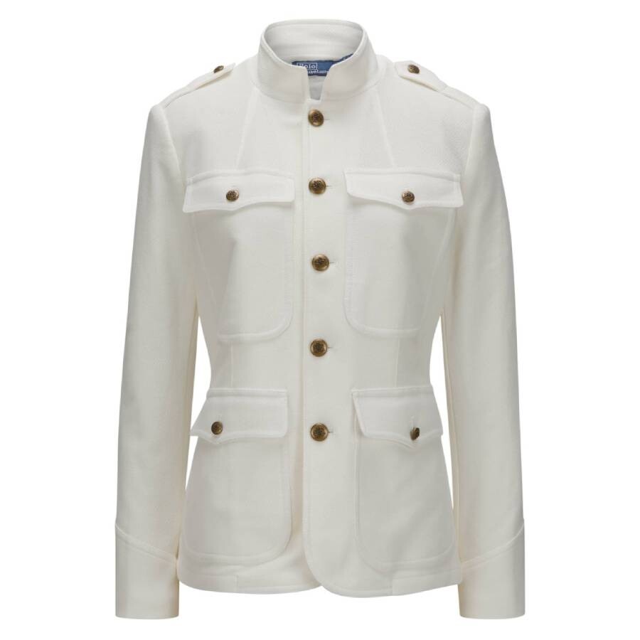 Buttoned Cotton Jacquard Blazer