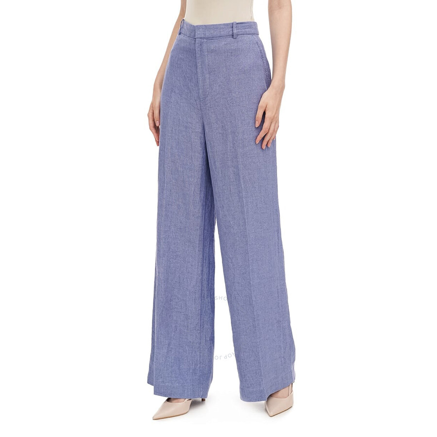 Polo Ralph Lauren Delave Wide-leg Linen Pants In Blue