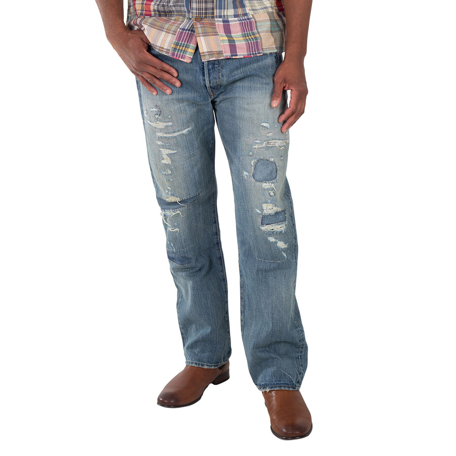 Distressed Vintage Classic Denim Jeans