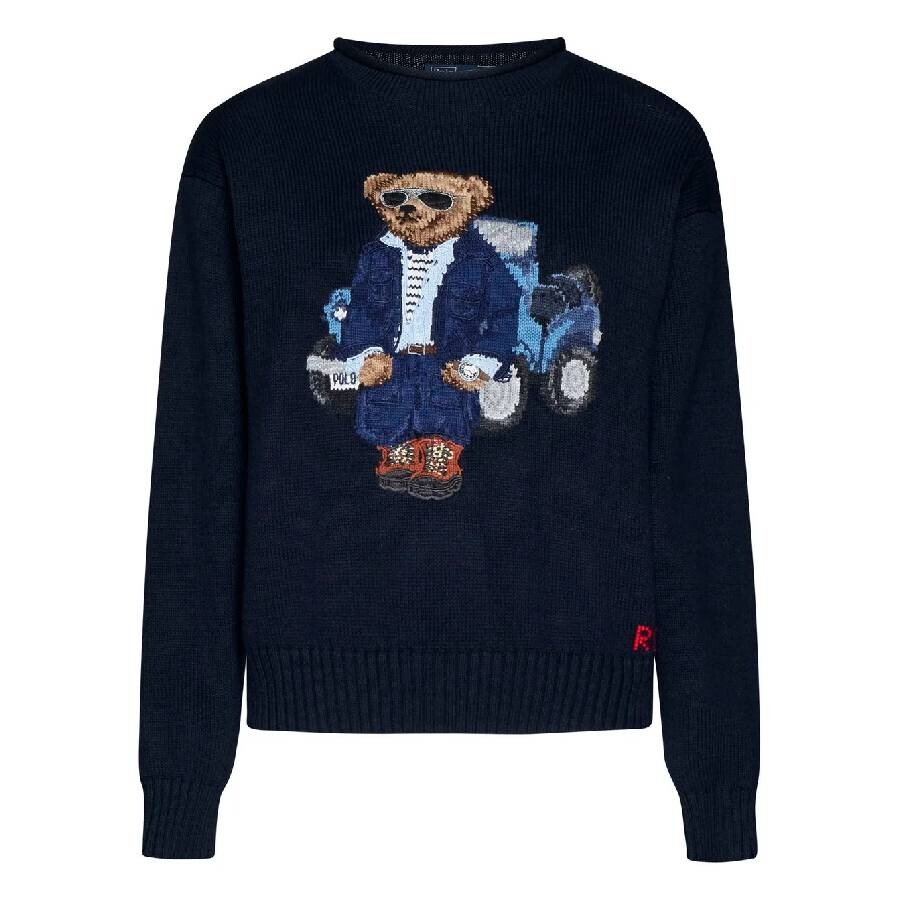 Embroidered Bear Long Sleeve Sweater