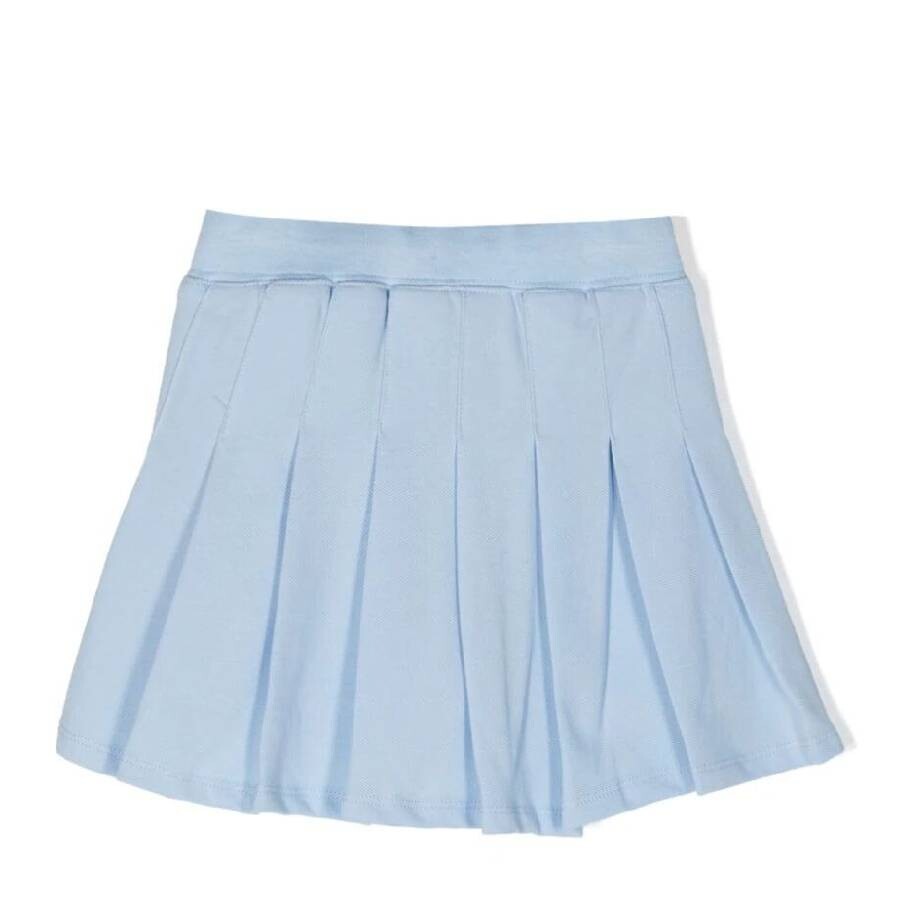 Polo Ralph Lauren Embroidered Logo Pleated Skirt In Blue