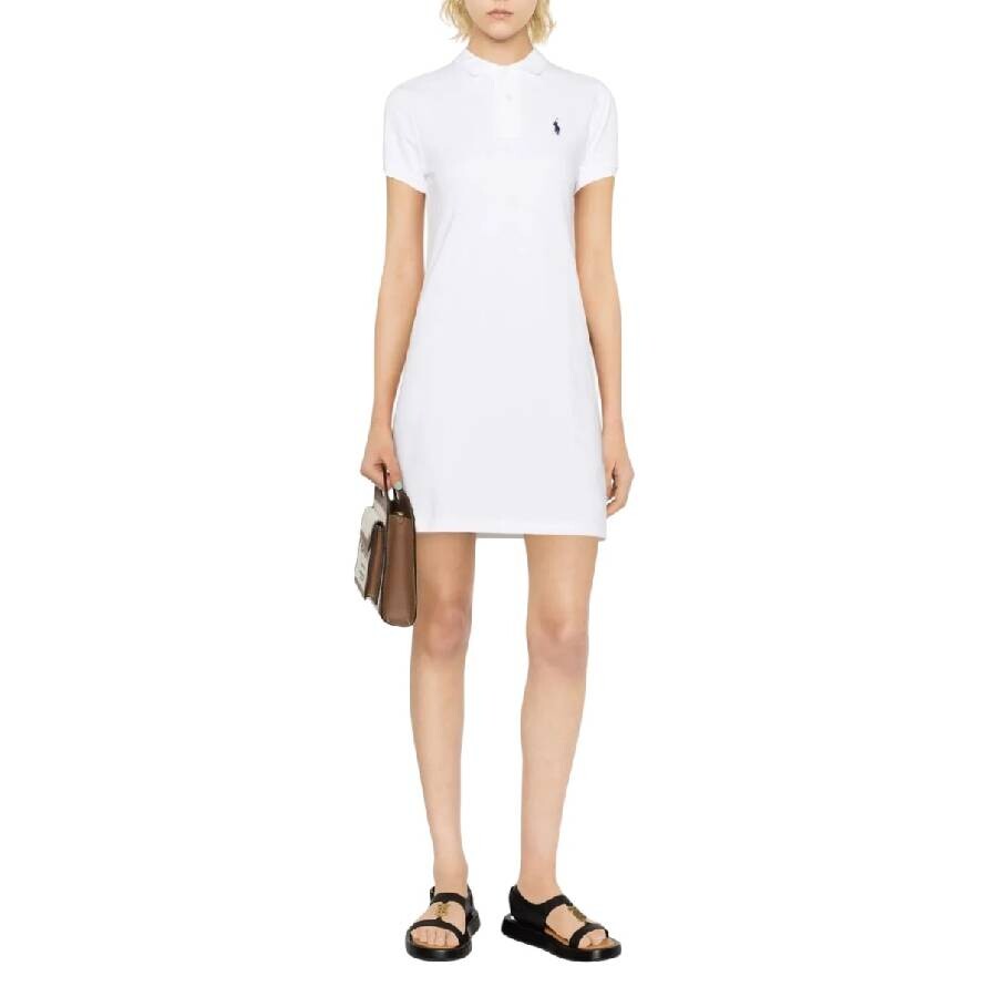 Polo Ralph Lauren Embroidered-pony Polo Dress In White