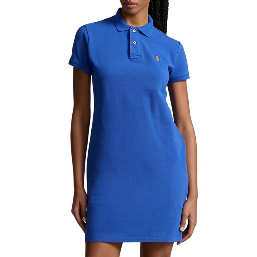 Polo Ralph Lauren Embroidered-pony Polo Dress In Blue